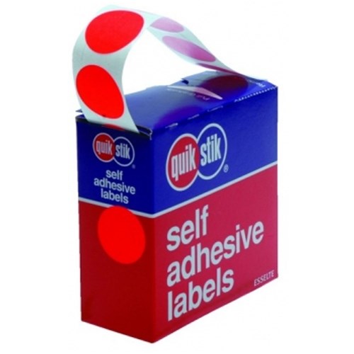 Quik Stik DSPMC24 Labels Circular 24mm Fluoro Red P350